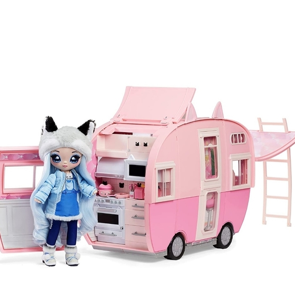 Na Na Na Surprise Kitty-Cat Camper Playset, Pink Toy Car, Opens to 3 feet wide - Picture 3 of 12